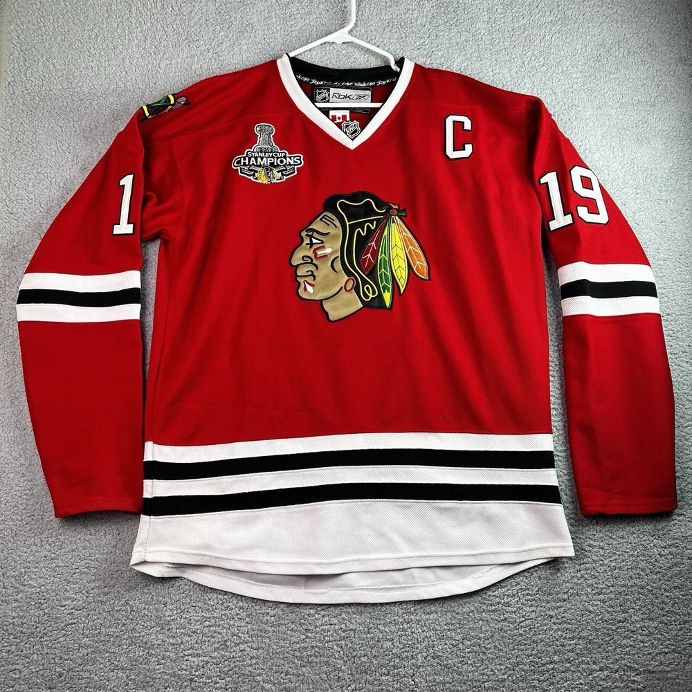 Jonathan Toews Reebok 2013 Stanley Cup Hockey Jersey Center Ice Fight Size 54